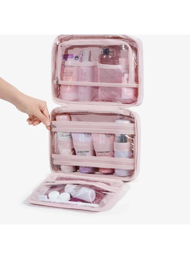 باج سمارت BAGSMART Light Pink Spacesaver ExploreEase Puffy Multi-Functional Toiletry Bag