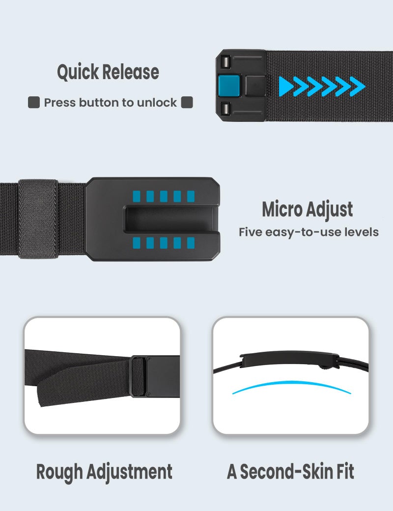 GEIT Stretch Nylon Belts for Men, 1.5" Casual Work Golf Invisible Elastic Web Belt with Adjustable Quick Release Buckle - Image 2