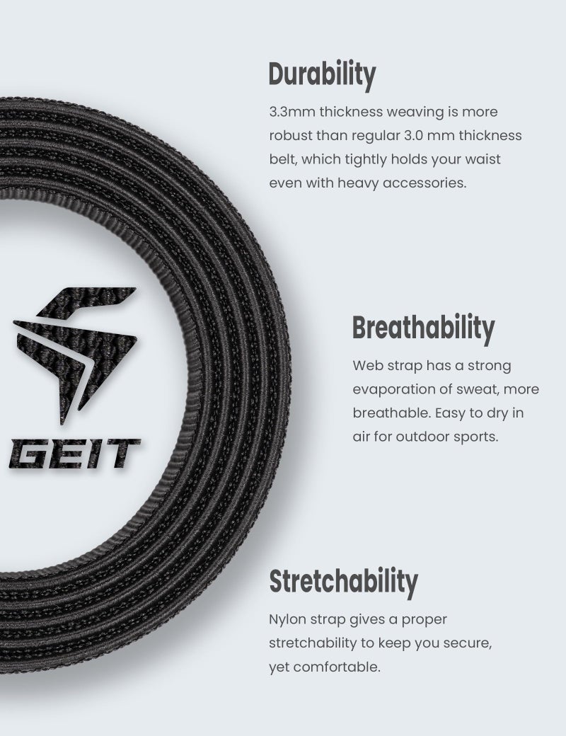 GEIT Stretch Nylon Belts for Men, 1.5" Casual Work Golf Invisible Elastic Web Belt with Adjustable Quick Release Buckle - Image 5