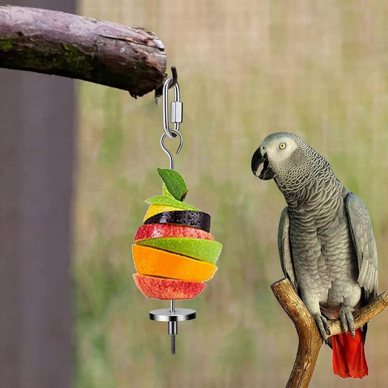 FantasyDay 4 Pcs Stainless Steel Parrot Treat Holder, Food Skewer, Bird Fruit and Vegetable Kebab, Meat Stick, Parrot Cage Feeder, Hanging Basket - Image 5