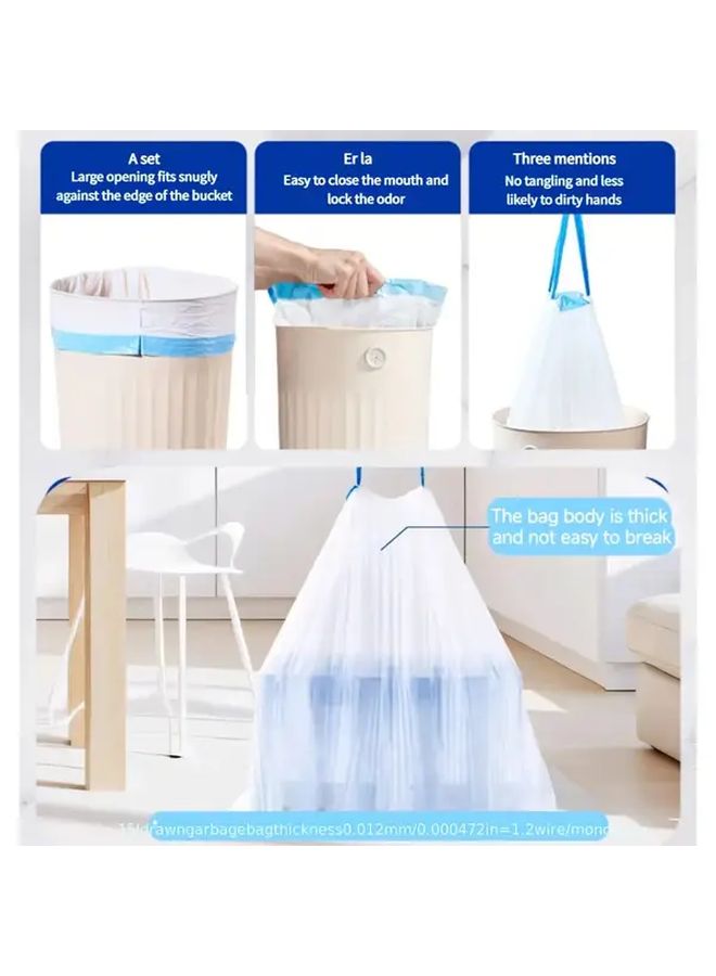 Heavy Duty Leakproof Odorproof Trash Bags with Drawstring Closure Extra Thick Tear Resistant 300 Count Large 15 Gallon 60 Liter Bags for Home Office Pet Waste Commercial Use Compatible with Standard Trash Cans - Image 4