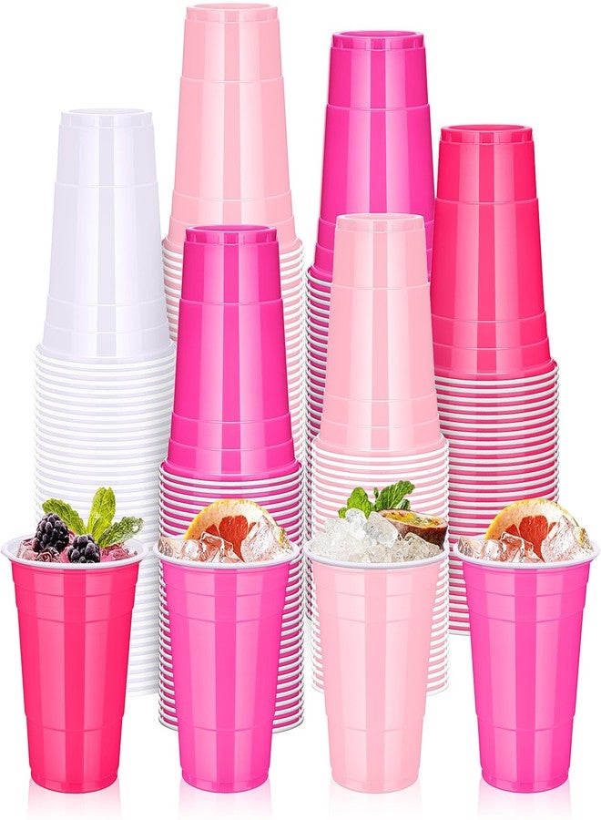 Vesici 200 PCS 16 OZ Valentine's Day Plastic Cups Bulk, Valentines Light Pink and Hot Pink Disposable Party Cups Plastic Drinking Cup For Graduation Wedding Birthday Party Supplies Decorations - Image 1