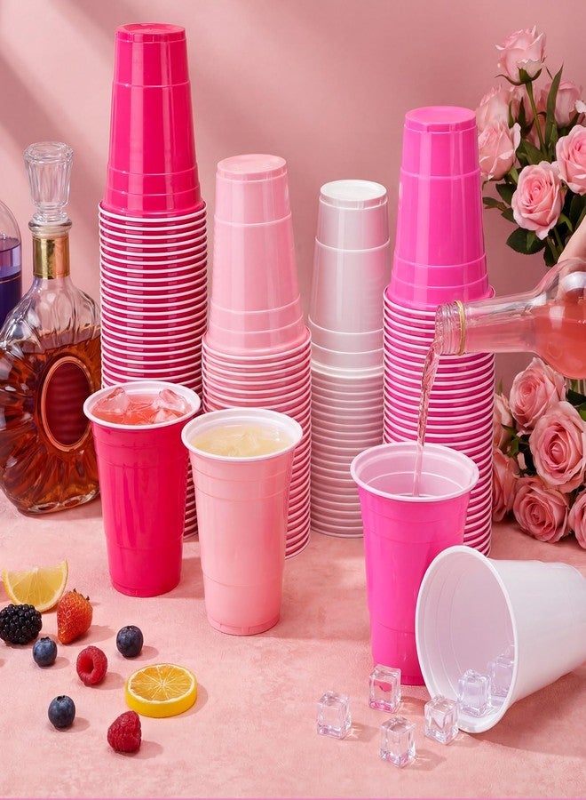Vesici 200 PCS 16 OZ Valentine's Day Plastic Cups Bulk, Valentines Light Pink and Hot Pink Disposable Party Cups Plastic Drinking Cup For Graduation Wedding Birthday Party Supplies Decorations - Image 3