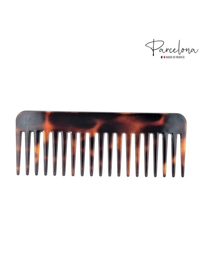 Parcelona French Wide Detangle Tortoise Shell Brown Large 6 1/4 Celluloid No Static Salon Rounded Teeth Professional Volume Rake Hair Combs For Women And Girls Made In France - Image 2
