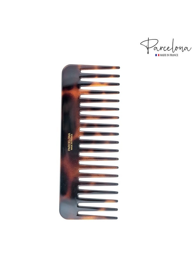 Parcelona French Wide Detangle Tortoise Shell Brown Large 6 1/4 Celluloid No Static Salon Rounded Teeth Professional Volume Rake Hair Combs For Women And Girls Made In France - Image 3