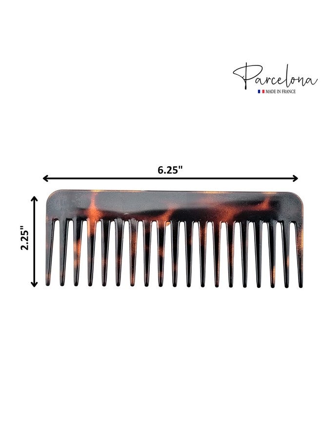 Parcelona French Wide Detangle Tortoise Shell Brown Large 6 1/4 Celluloid No Static Salon Rounded Teeth Professional Volume Rake Hair Combs For Women And Girls Made In France - Image 4