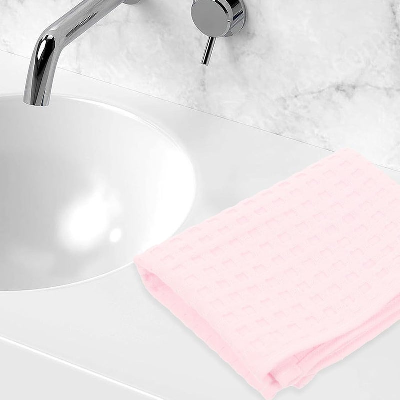 FAVOMOTO 2pcs Pink Muslin Washcloths Soft Cotton Face Towels, Absorbent Waffle Weave Towels for Facial Cleansing and Hand Use - Image 5