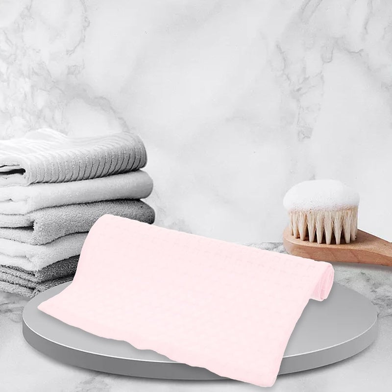 FAVOMOTO 2pcs Pink Muslin Washcloths Soft Cotton Face Towels, Absorbent Waffle Weave Towels for Facial Cleansing and Hand Use - Image 4