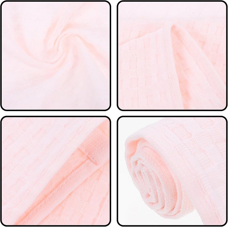 FAVOMOTO 2pcs Pink Muslin Washcloths Soft Cotton Face Towels, Absorbent Waffle Weave Towels for Facial Cleansing and Hand Use - Image 3