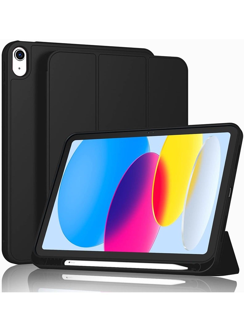 Theodor Case for iPad Air M3 2025/ M2 2024 11-Inch , iPad Air 5/4 (2022/2020 5th/4th Gen 10.9-Inch) with Pencil Holder, Slim Tablet Cover with Soft TPU Back, Auto Wake/Sleep Black  - Image 1