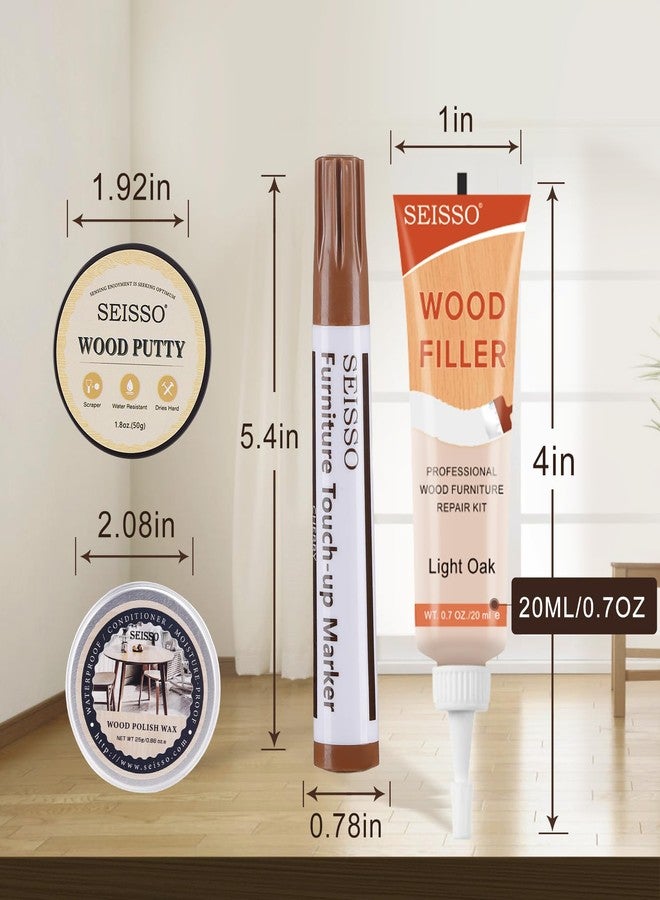 SEISSO Wood Furniture Repair Kit, 6 Oak Colors Wood Fillers 6 Colors Touch Up Markers, with Wood Putty, Wood Polish Wax for Repair Scratches, Stains, Cracks of Laminate, Door, Table, Cabinet, Floor - Image 3