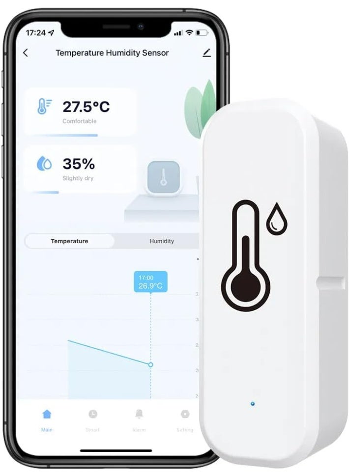 لوميف مستشعر ذكي لدرجة الحرارة والرطوبة، واي فاي، مراقبة عن بعد، تنبيهات التطبيق، يعمل مع اليكسا وجوجل هوم - Image 1