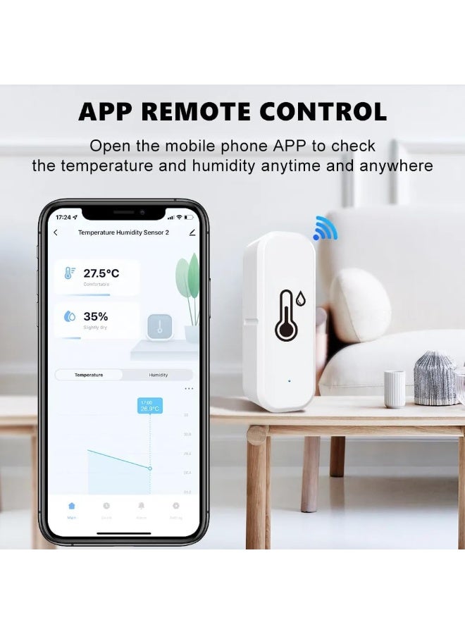 لوميف مستشعر ذكي لدرجة الحرارة والرطوبة، واي فاي، مراقبة عن بعد، تنبيهات التطبيق، يعمل مع اليكسا وجوجل هوم - Image 3