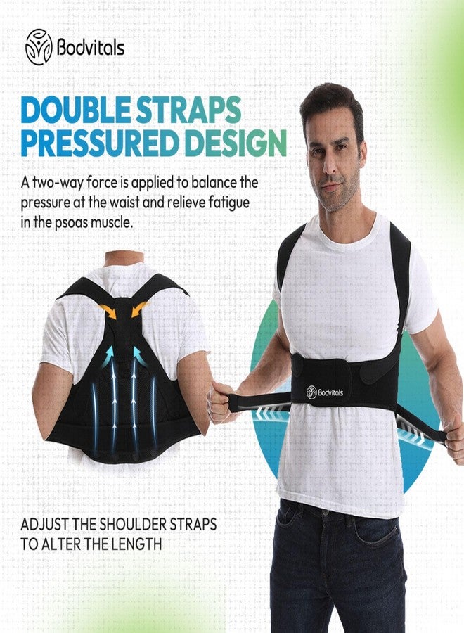 BODVITALS Back Brace Posture Corrector | Adjustable Back Corrector and Lightweight | Back Posture Brace Lumbar Support Shoulder, Lower Upper Back | Full Back Brace Supporter for Women and Men (Black, L) - Image 4