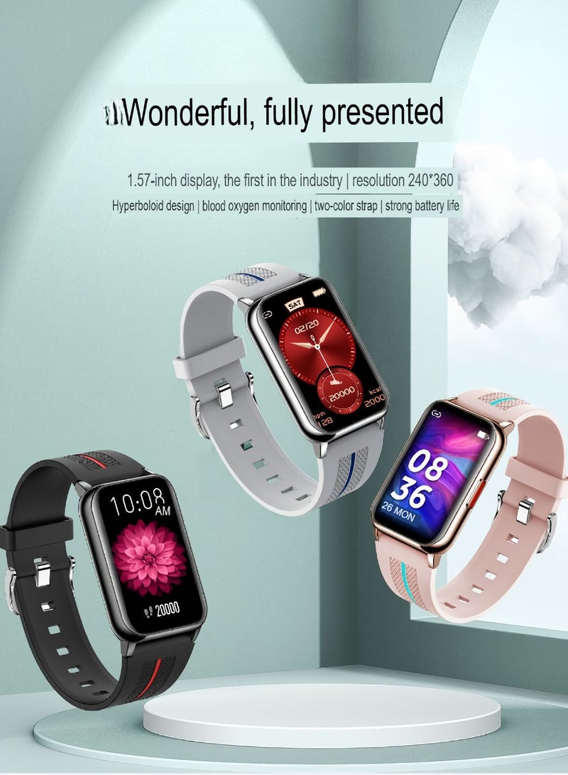 H76 Smart Watch, 1.57 Inch Curved Screen Health Monitoring Smart Bracelet, Waterproof Comfortable Outdoor Sports Watch With Heart Rate Blood Oxygen Monitor, (1pc, Golden Mesh Strap) - Image 3