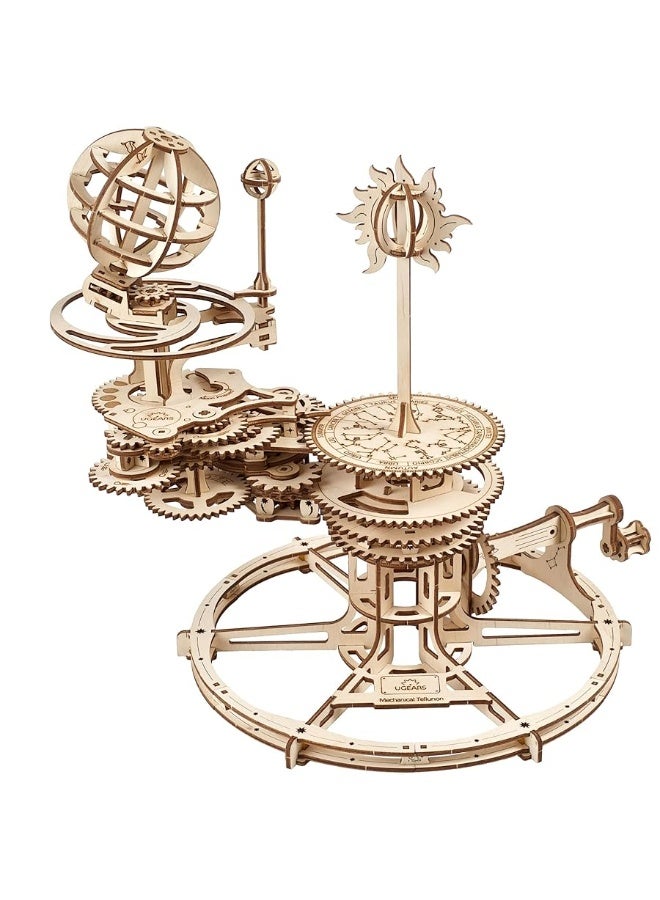 UGEARS Mechanical Tellurion 3D Puzzle Planetarium Solar System Model Kit for Self-Assembly Idea Earth and Moon Jigsaw 3D Wooden Puzzles for Adults Rotating Astronomy - Image 3