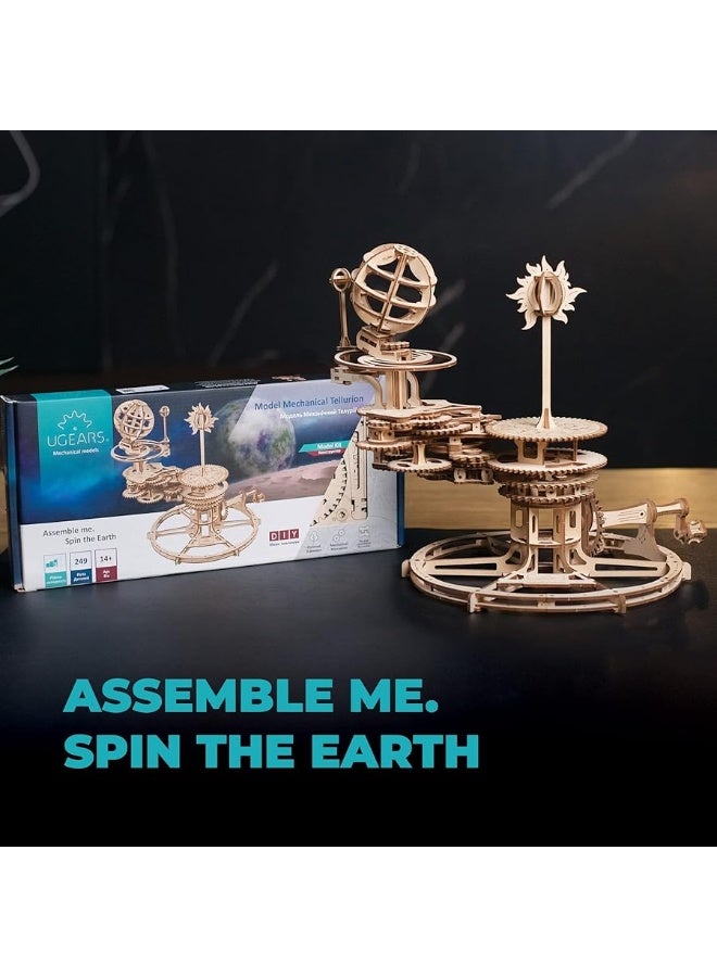 UGEARS Mechanical Tellurion 3D Puzzle Planetarium Solar System Model Kit for Self-Assembly Idea Earth and Moon Jigsaw 3D Wooden Puzzles for Adults Rotating Astronomy - Image 5