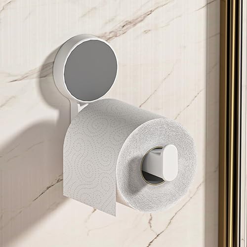 NEVADRILL Tissue Paper Holder for Bathroom | White Wall Mount Toilet Roll Holder | ABS Tissue Paper Holder for Kitchen | Modern No Drill Self Adhesive Tissue Roll for Bathroom [ND-13122] - Image 1