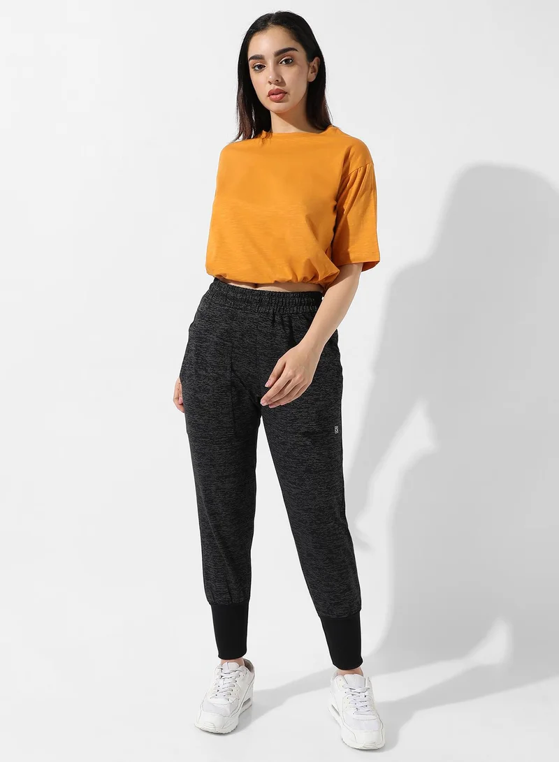 Campus Sutra Women's Solid Mustard Yellow Cinched Top