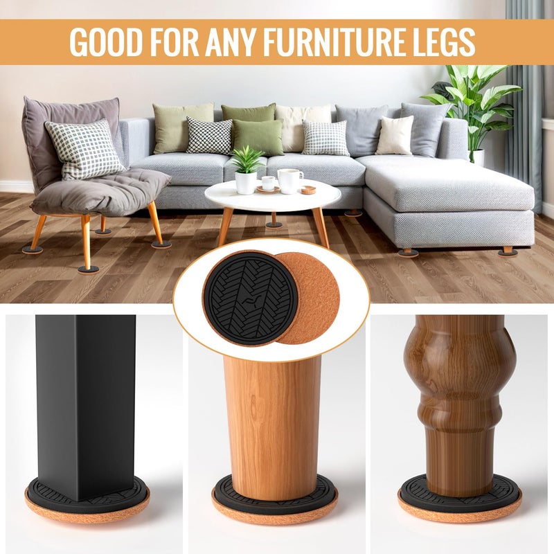PISAO Felt Furniture Sliders For Hardwood Floors, Pisao 16 Pcs 3     Heavy Duty Furniture Movers - Unique Non-Scratch Design, Thick Felt Pads For Hard Surfaces, Move Large Furniture Easily - Image 5