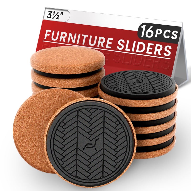 PISAO Felt Furniture Sliders For Hardwood Floors, Pisao 16 Pcs 3     Heavy Duty Furniture Movers - Unique Non-Scratch Design, Thick Felt Pads For Hard Surfaces, Move Large Furniture Easily - Image 1