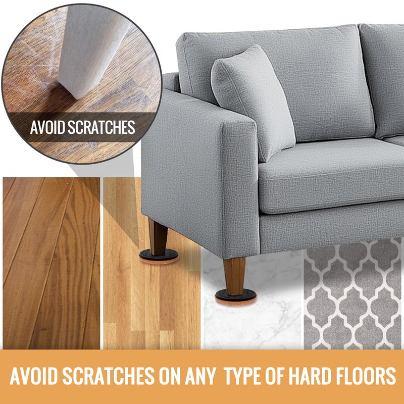 PISAO Felt Furniture Sliders For Hardwood Floors, Pisao 16 Pcs 3     Heavy Duty Furniture Movers - Unique Non-Scratch Design, Thick Felt Pads For Hard Surfaces, Move Large Furniture Easily - Image 4