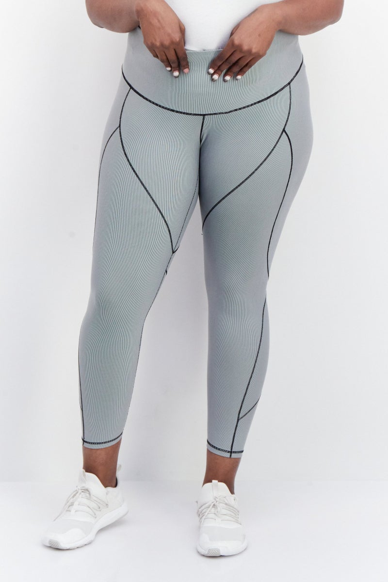 Adidas Women Plus Size Yoga Tights, Grey - Image 1