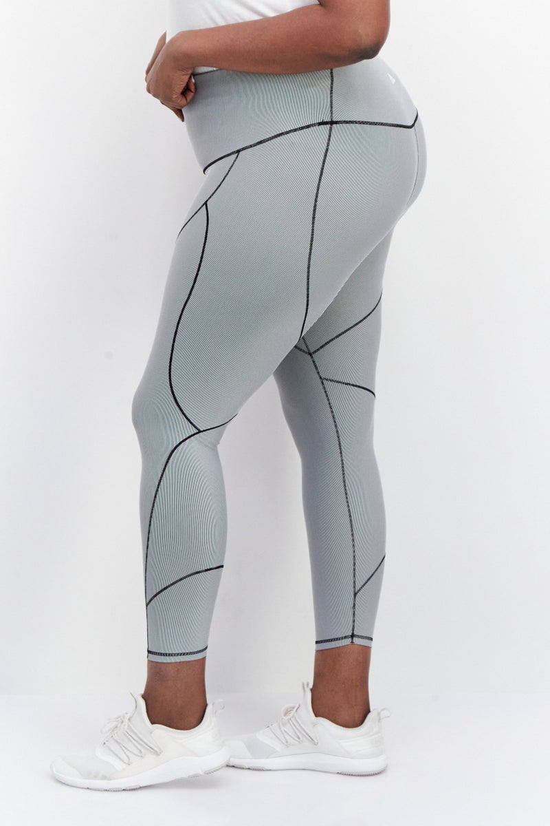 Adidas Women Plus Size Yoga Tights, Grey - Image 3