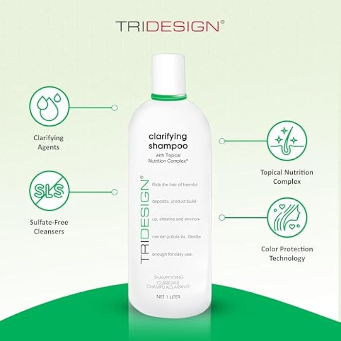 TRIDESIGN Clarifying Shampoo – Designed to Removes Build Up for All Hair Types – Clarifying Shampoo for Curly, Fine, and Color Treated Hair – Purifying for Hard Water and Chlorine – 34 Oz - Image 4