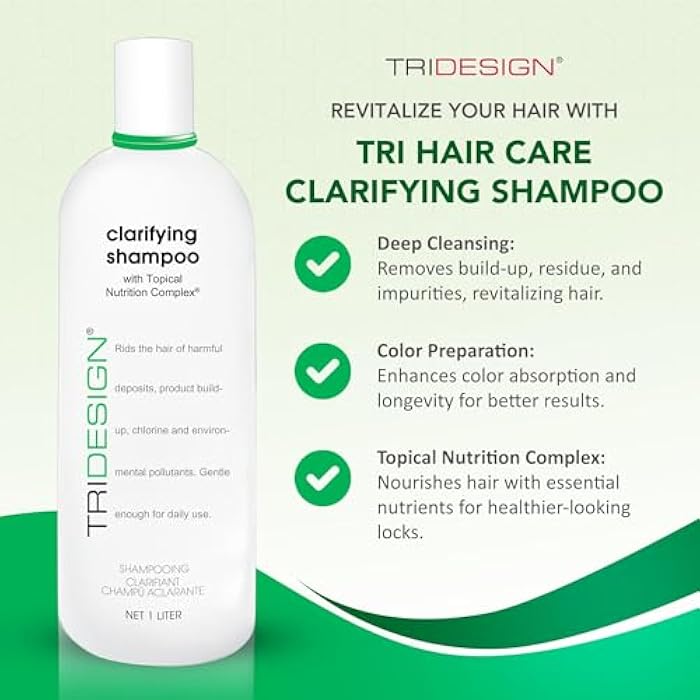 TRIDESIGN Clarifying Shampoo – Designed to Removes Build Up for All Hair Types – Clarifying Shampoo for Curly, Fine, and Color Treated Hair – Purifying for Hard Water and Chlorine – 34 Oz - Image 3