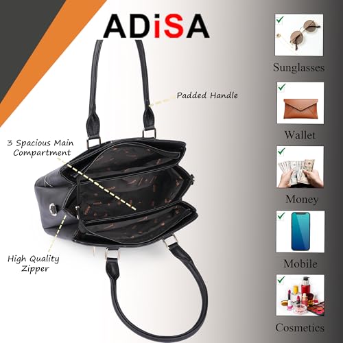 ADISA embroidered handbag shoulder bag for women and girls with detachable sling belt (AD4080-BLA) - Image 4