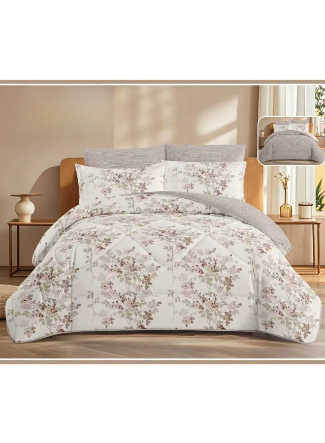 SMART HOME Luxurious 4-Piece Bedding Set with Comfortable Filling – Soft Quilted Duvet Set with Fitted Sheet+Pillowcase+ Pillow Cover – Elegant Modern Bedding Set for Bedrooms and Complete Bed – Duvet Size: 230x170 cm, Fitted Sheet Size: 200x140+30 cm (Color as pictured) - Image 1
