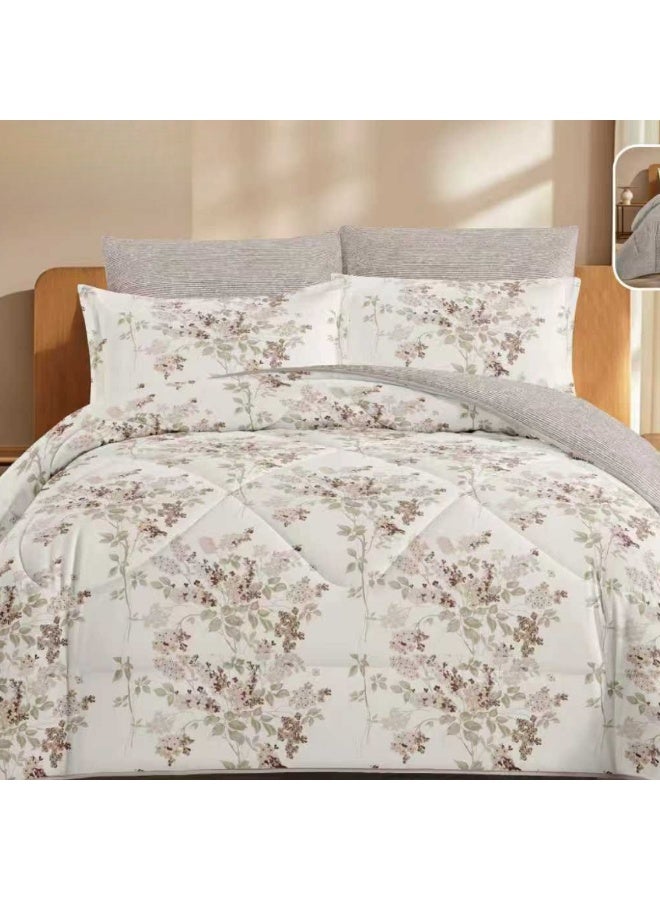 SMART HOME Luxurious 4-Piece Bedding Set with Comfortable Filling – Soft Quilted Duvet Set with Fitted Sheet+Pillowcase+ Pillow Cover – Elegant Modern Bedding Set for Bedrooms and Complete Bed – Duvet Size: 230x170 cm, Fitted Sheet Size: 200x140+30 cm (Color as pictured) - Image 3