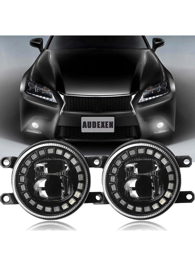 AUDEXEN LED Fog Lights with DRL Compatible with Toyota Camry Highlander Corolla Prius, Passenger and Driver Side Led Fog Lamps Compatible with Lexus GS IS LX RX ES CT - Image 1
