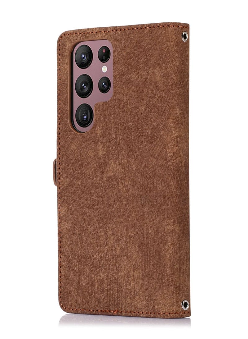 Suteni Zipped Flip Cover Card Slots Leather Phone Case for Samsung - Image 2