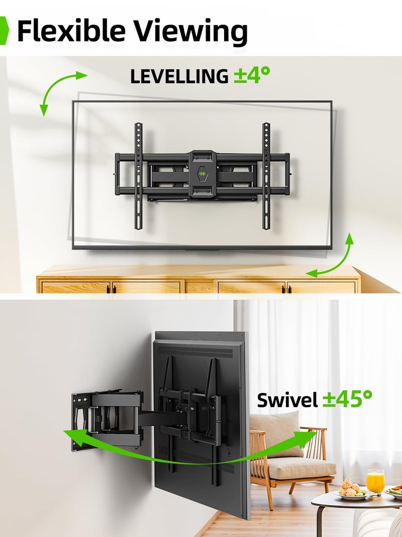 USX MOUNT Full Motion TV Mount for 42-80 Inch Flat Screen LED TV up to 120 lbs, Swivel TV Wall Mount Dual Articulating Arms, Tool-Free Tilt TV Bracket Max VESA 600x400mm, for 8-16 in Wood Studs - Image 5