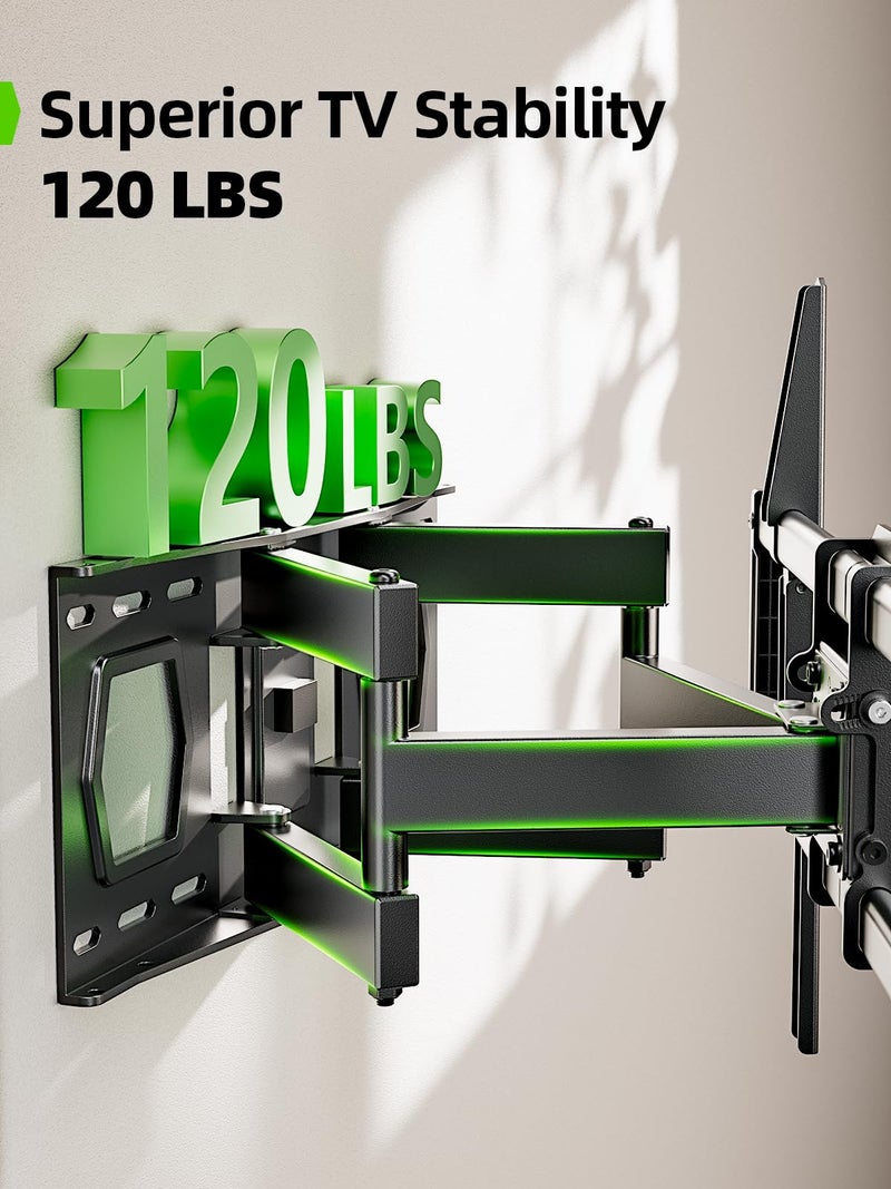 USX MOUNT Full Motion TV Mount for 42-80 Inch Flat Screen LED TV up to 120 lbs, Swivel TV Wall Mount Dual Articulating Arms, Tool-Free Tilt TV Bracket Max VESA 600x400mm, for 8-16 in Wood Studs - Image 2