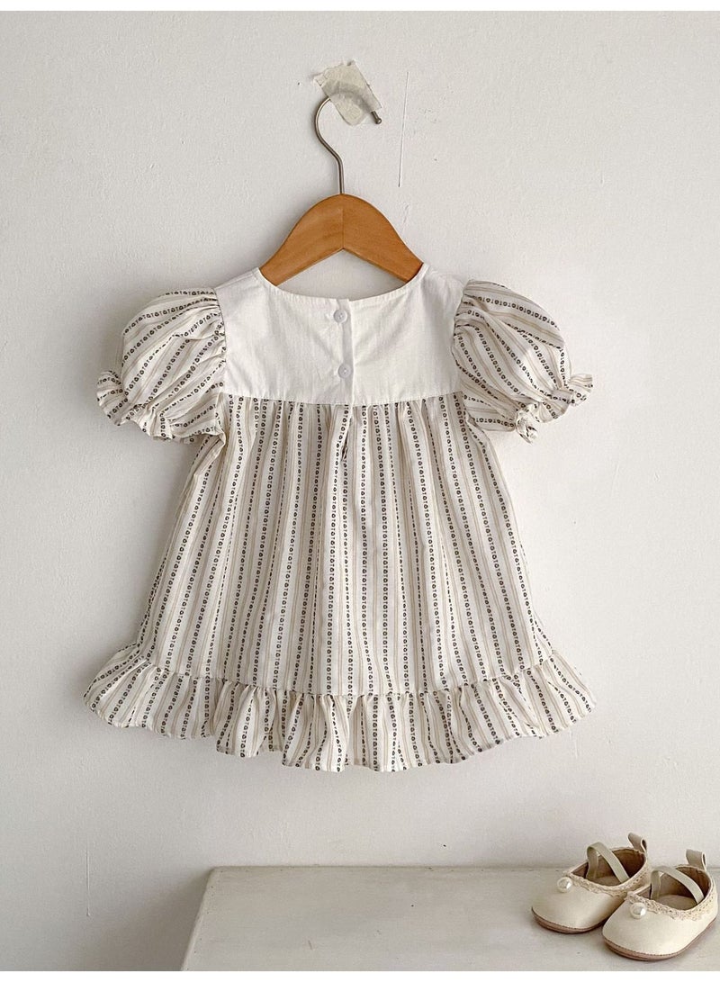 DOOKOO Summer Baby Girl Fashionable Dress Infant Cotton Jacquard Striped Clothes - Image 5