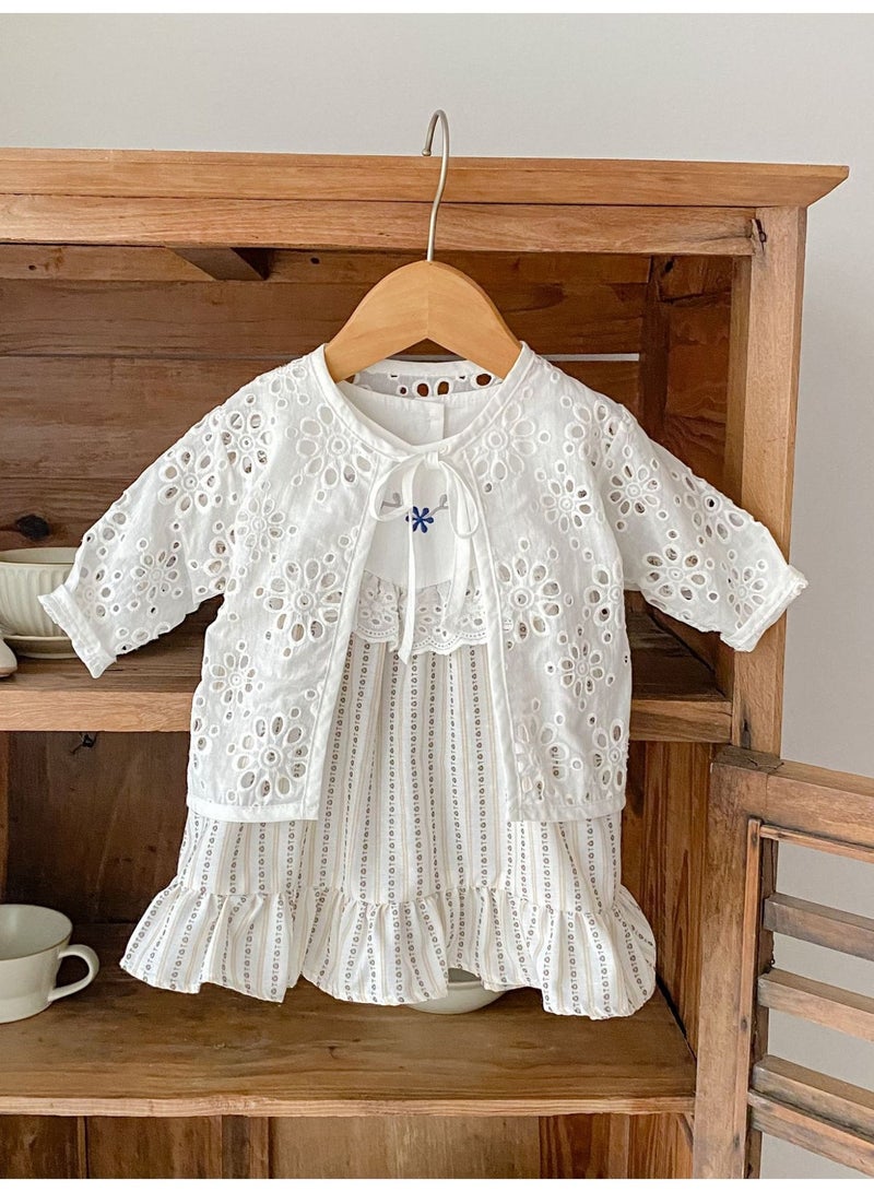 DOOKOO Summer Baby Girl Fashionable Dress Infant Cotton Jacquard Striped Clothes - Image 3