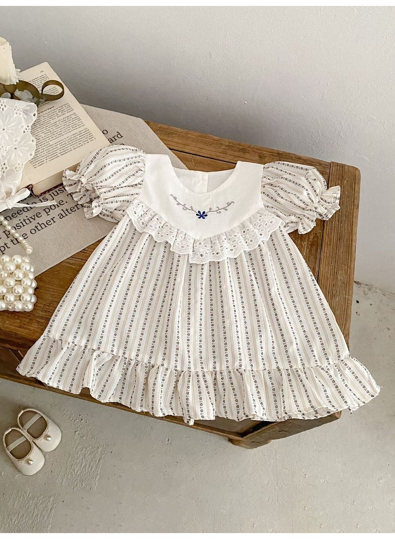 DOOKOO Summer Baby Girl Fashionable Dress Infant Cotton Jacquard Striped Clothes - Image 2