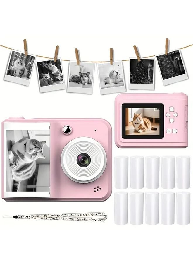 Blue Instant Print Camera With 2 Rolls Photo Paper USB Rechargeable Digital Photo Printer - Image 4
