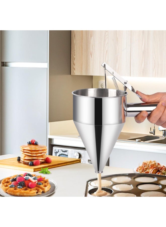 BIGTHREE Batter Dispenser, 1200ml Pancake Batter Dispenser, Funnel Cake Maker, Stainless Steel Funnel Dispenser with Stand Baking Tool, Stand Great for Pancakes, Cupcakes and Baked Goods - Image 5