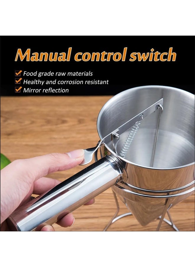 BIGTHREE Batter Dispenser, 1200ml Pancake Batter Dispenser, Funnel Cake Maker, Stainless Steel Funnel Dispenser with Stand Baking Tool, Stand Great for Pancakes, Cupcakes and Baked Goods - Image 4
