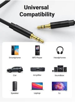 Rock Pow Aux Cable 3.5mm Audio Cable Flexible Braided Male to Male Lead Auxiliary Jack to Jack Headphone Cable for Phone Tablet Speakers Car Stereo Headphones MP3 Player MacBook Pro 2021 1.5M  - Image 2