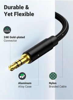 Rock Pow Aux Cable 3.5mm Audio Cable Flexible Braided Male to Male Lead Auxiliary Jack to Jack Headphone Cable for Phone Tablet Speakers Car Stereo Headphones MP3 Player MacBook Pro 2021 1.5M  - Image 3