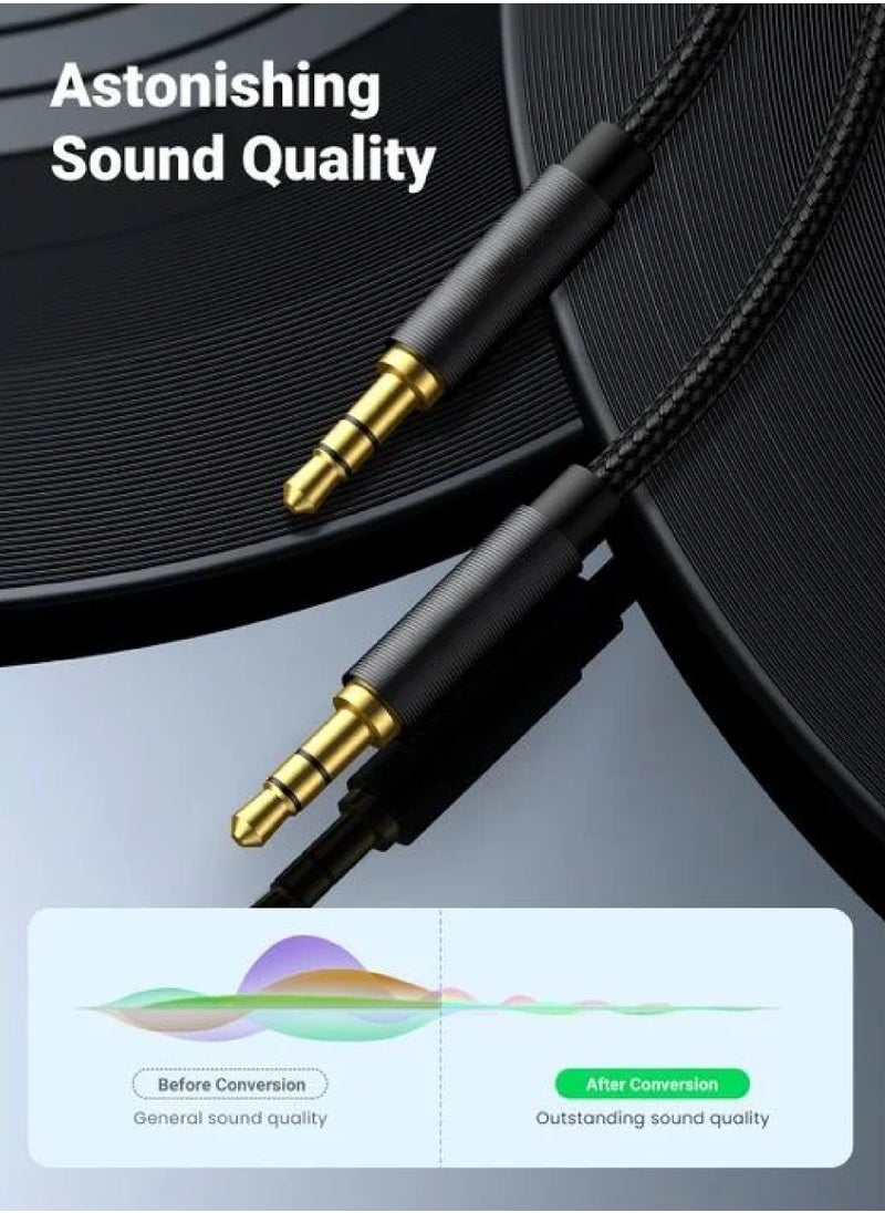 Aux Cable 3.5mm Audio Cable Flexible Braided Male to Male Lead Auxiliary Jack to Jack Headphone Cable for Phone Tablet Speakers Car Stereo Headphones MP3 Player MacBook Pro 2021 1.5M