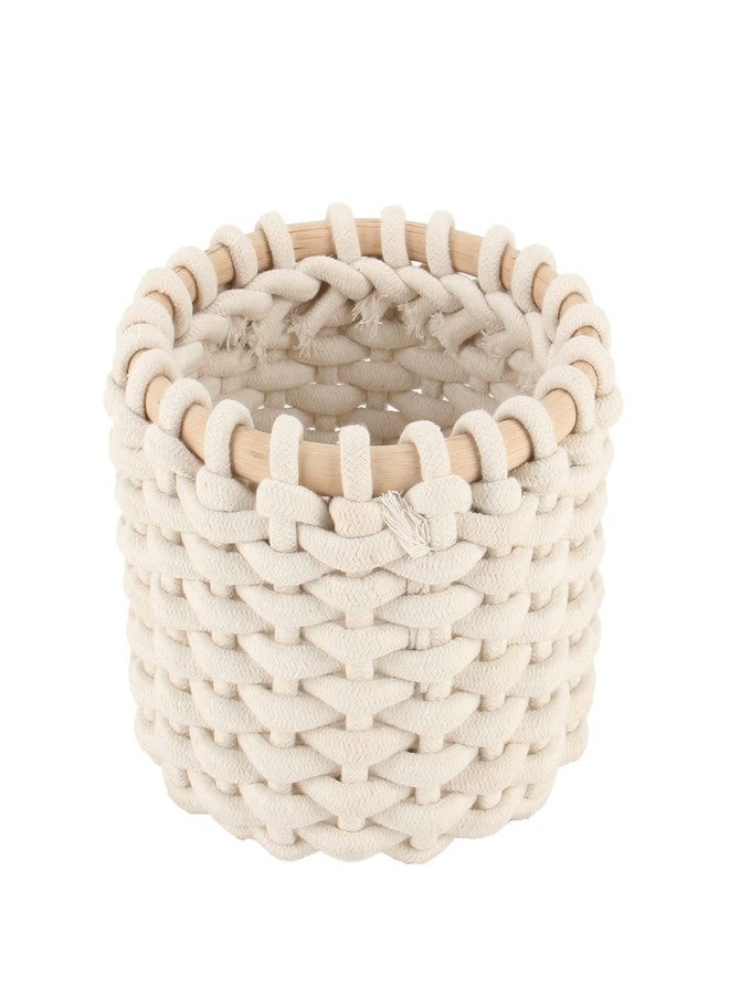 SHCMSADO oven Nesting Baskets for Toy Organization and Home-Cotton Rope Storage Basket Decor Baby Gift Storage Basket Small Round Basket Shelf basket for Nursery Bedroom Bathroom, 9.8x6.3inches. (White) - Image 1