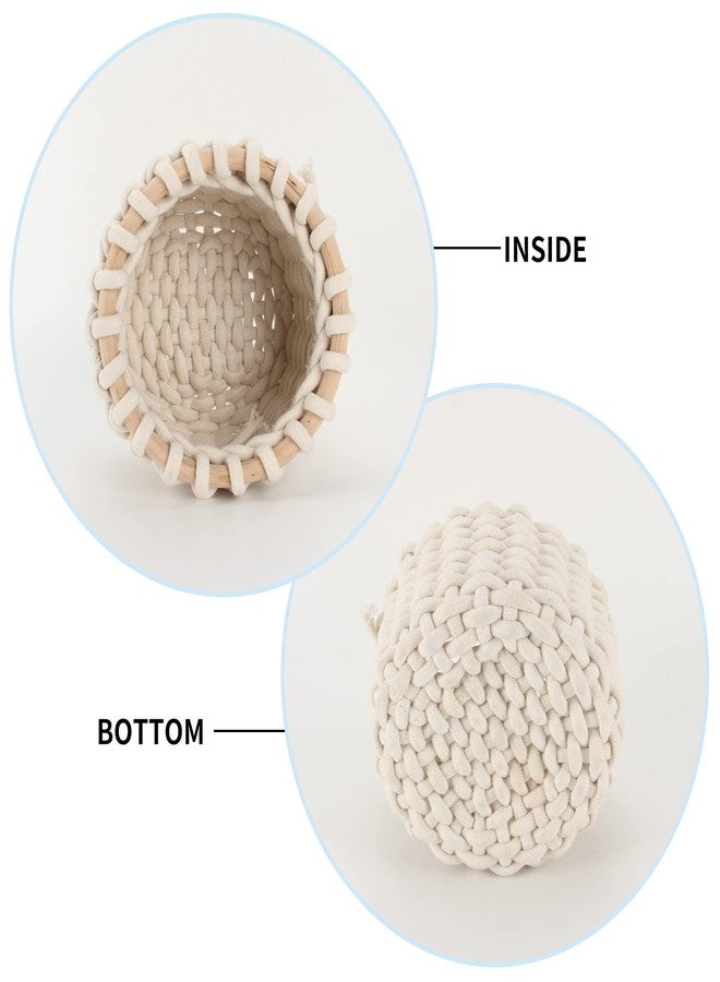 SHCMSADO oven Nesting Baskets for Toy Organization and Home-Cotton Rope Storage Basket Decor Baby Gift Storage Basket Small Round Basket Shelf basket for Nursery Bedroom Bathroom, 9.8x6.3inches. (White) - Image 4