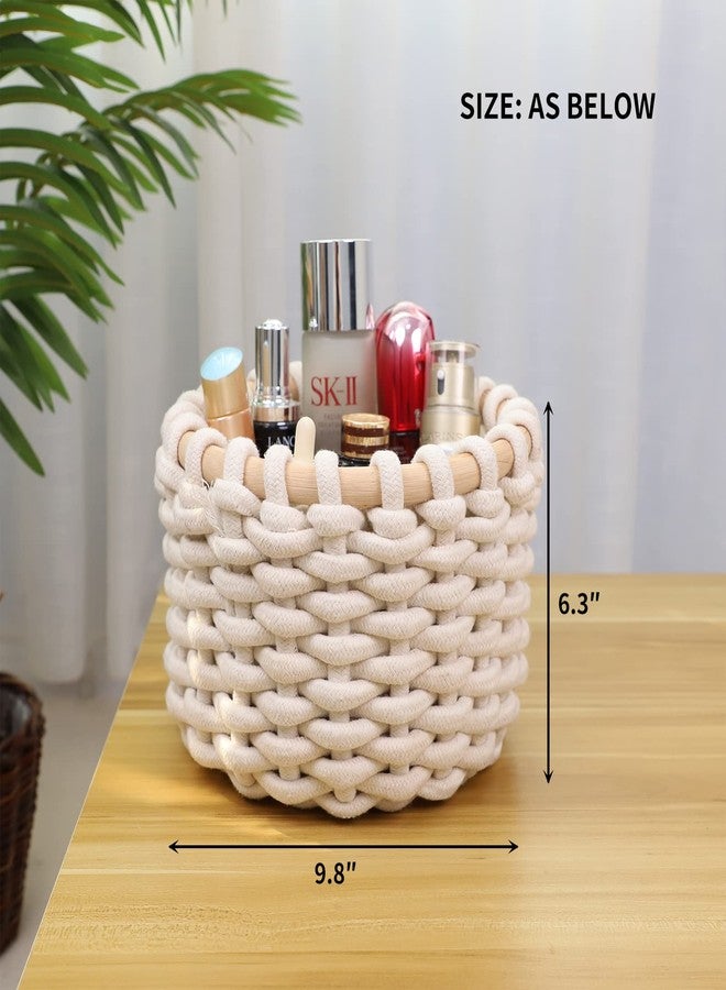SHCMSADO oven Nesting Baskets for Toy Organization and Home-Cotton Rope Storage Basket Decor Baby Gift Storage Basket Small Round Basket Shelf basket for Nursery Bedroom Bathroom, 9.8x6.3inches. (White) - Image 3