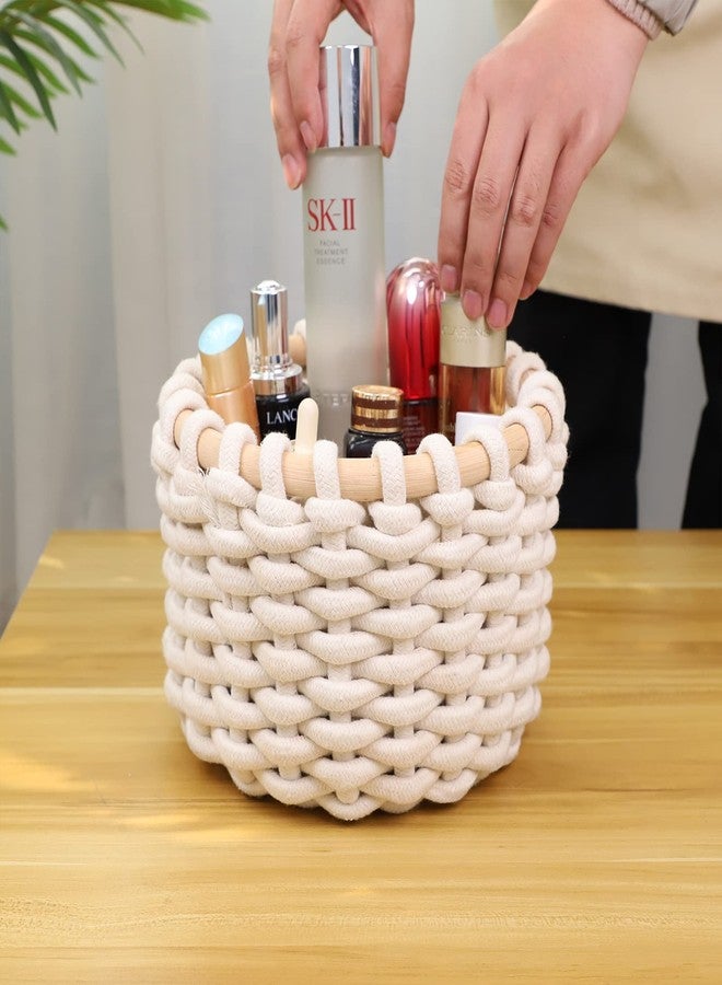 SHCMSADO oven Nesting Baskets for Toy Organization and Home-Cotton Rope Storage Basket Decor Baby Gift Storage Basket Small Round Basket Shelf basket for Nursery Bedroom Bathroom, 9.8x6.3inches. (White) - Image 5